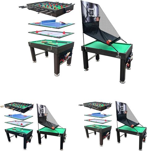 KICK Morpheus 55″ 5 in 1 Multi-Game Table - Combo Game Table Set - Foosball, Billiards/Pool, Glide Hockey, Table Tennis, and Basketball for Home, Game Room, Friends and Family! in Kuwait