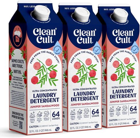 Ultra Concentrated Liquid Laundry Detergent Soap, 192 loads (96 oz), Long Lasting Scent, 90% Less Plastic, No Harsh Chemicals, Juniper Sandalwood, Defeats Stains & Odors, HE/Standard Compatible in Saudi Arabia