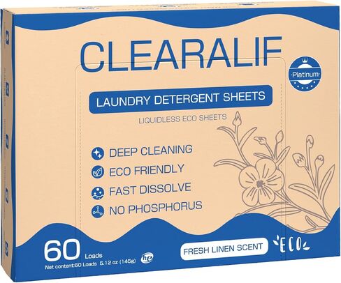 CROS 60 Loads Laundry Detergent Sheets Linen Scent, for Travel, Home, Apartment, Dorm, Laundry Detergent Strips Eco Friendly, Hypoallergenic, Liquidless Washing Supplies in Saudi Arabia