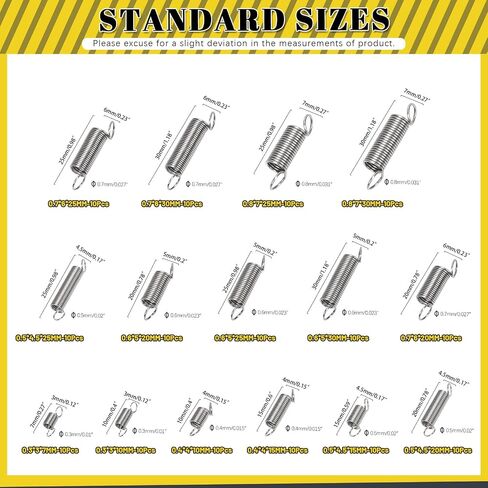 60Pcs 12 Sizes Stainless Steel Extension Springs Kit, Extension Spring with Hook Ends, Small Spring Compression Springs Mechanical Springs Tensile Spring for Home Repairs in Saudi Arabia