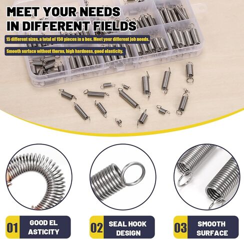 60Pcs 12 Sizes Stainless Steel Extension Springs Kit, Extension Spring with Hook Ends, Small Spring Compression Springs Mechanical Springs Tensile Spring for Home Repairs in Saudi Arabia