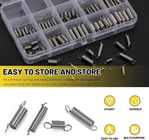 60Pcs 12 Sizes Stainless Steel Extension Springs Kit, Extension Spring with Hook Ends, Small Spring Compression Springs Mechanical Springs Tensile Spring for Home Repairs in Saudi Arabia
