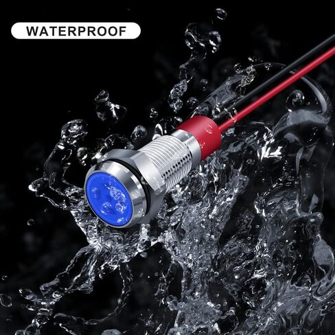 10 Pcs LED Metal Waterproof Indicator Light, 12-24V 1/4'' Mounting Hole Pre-Wired Pilot Signal Light for Car, Trucks, Boats, Marine, Dash, Industrial Electricity (Yellow, 6mm) in Saudi Arabia