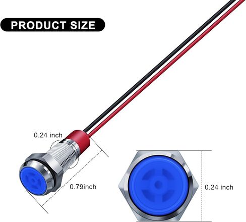 10 Pcs LED Metal Waterproof Indicator Light, 12-24V 1/4'' Mounting Hole Pre-Wired Pilot Signal Light for Car, Trucks, Boats, Marine, Dash, Industrial Electricity (Yellow, 6mm) in Saudi Arabia