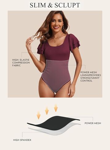 Aleumdr Women's One Piece Swimsuit Ribbed Bathing Suits Tummy Control Ruched Ruffle Swimwear in Saudi Arabia