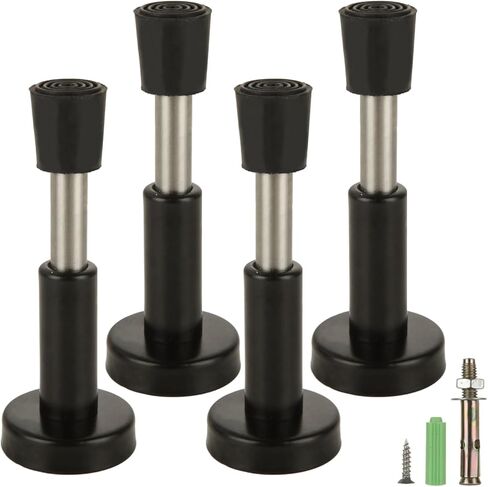 4 عبوات من سدادات الأبواب الزنبركية من DAJAVE، سدادات أبواب من الفولاذ المقاوم للصدأ لأسفل الباب، تقنية امتصاص الصدمات الهيدروليكية، سدادة باب سوداء للمكتب المنزلي، ارتفاع 10.16 سم in Kuwait