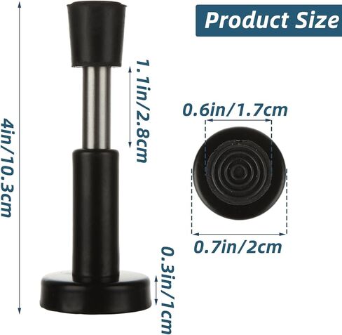 4 عبوات من سدادات الأبواب الزنبركية من DAJAVE، سدادات أبواب من الفولاذ المقاوم للصدأ لأسفل الباب، تقنية امتصاص الصدمات الهيدروليكية، سدادة باب سوداء للمكتب المنزلي، ارتفاع 10.16 سم in Kuwait