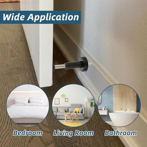 4 عبوات من سدادات الأبواب الزنبركية من DAJAVE، سدادات أبواب من الفولاذ المقاوم للصدأ لأسفل الباب، تقنية امتصاص الصدمات الهيدروليكية، سدادة باب سوداء للمكتب المنزلي، ارتفاع 10.16 سم in Kuwait