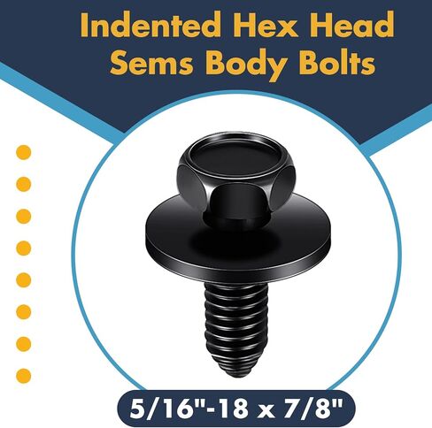 50 Pcs 5/16"-18 x 7/8" Indented Hex Head Body Bolts, Metal Fasteners Automotive Body Screws for Trucks Fender Bolt for Car in Kuwait