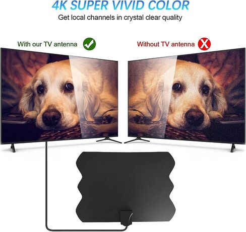 Antenna TV Digital HD Indoor - 350 Miles Long Range with Built-in Amplifier,16.4ft Long Coax Cable Digital HDTV Antenna Support All Television, for Free Local Channels 4K HD 1080P VHF UHF (03) in Saudi Arabia