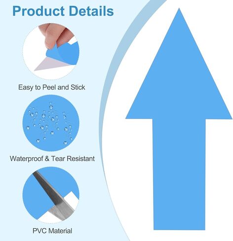 PATIKIL 12" x 6" Arrow Sticker, 12Pcs Removable Waterproof Self Adhesive Floor Stickers Directional Arrow Sign with Shovel for Road Instructions, Black in Kuwait