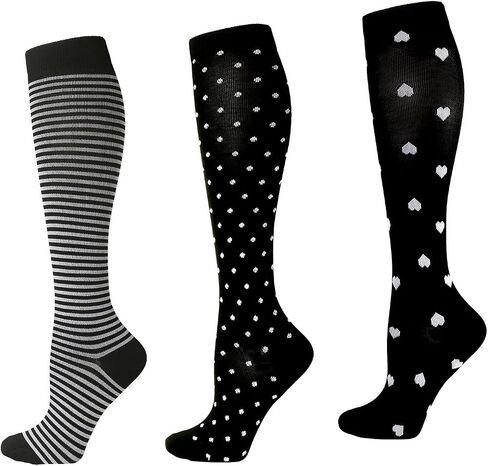 3 Pairs Compression Socks for Women 15-20 mmHg, Circulation Support for Nurses Pregnancy Running Hiking, Varicose Veins, Travel Flight in Saudi Arabia