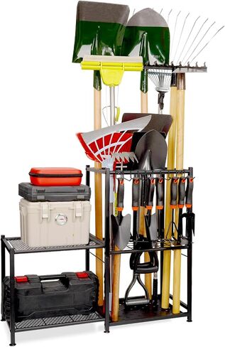 FZK Garden Tool Organizer,Garage Storage,Garden Tool Organizer for Garage,Yard Tool Organizer for Garage,Wheeled Garden Tool Rack,Up to 40 Long-Handled Garden Tool Storage,Garage Tool Organizer in Saudi Arabia
