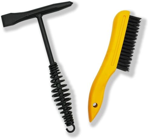 Welding Chipping Hammer with Coil Spring Handle,10.5",Cone and Vertical Chisel/ 10" Wire Brush(Free), Black in Kuwait