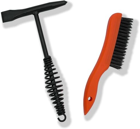 Welding Chipping Hammer with Coil Spring Handle,10.5",Cone and Vertical Chisel/ 10" Wire Brush(Free), Black in Kuwait