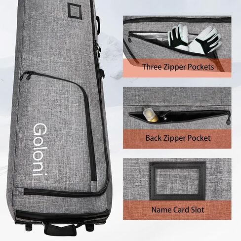 Goloni Ski Bag with Wheels,Padded Snowboard Bag for Air Travel,600D Waterproof Fabric,Foldable Snow Bag Fits 2 Pairs Skis in Kuwait