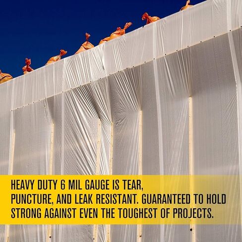 Aluf Plastics 6 MIL Thick Extra Strong Heavy Duty Clear All Purpose Vapor and Moisture Barrier Sheet Tarp/Drop Cloth - 10' x 25' - for Painting, Furniture, Carpet, Contractor, & Construction in Kuwait