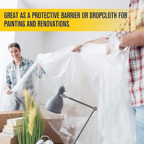 Aluf Plastics 6 MIL Thick Extra Strong Heavy Duty Clear All Purpose Vapor and Moisture Barrier Sheet Tarp/Drop Cloth - 10' x 25' - for Painting, Furniture, Carpet, Contractor, & Construction in Kuwait