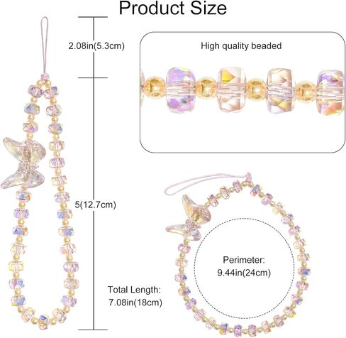 Beaded Phone Charm Strap Universal Phone Wrist Strap Beaded Cell Phone Lanyard Chain String Handmade Phone Case Accessories for Women Girls, Red in Saudi Arabia