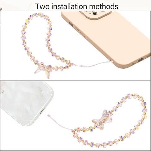 Beaded Phone Charm Strap Universal Phone Wrist Strap Beaded Cell Phone Lanyard Chain String Handmade Phone Case Accessories for Women Girls, Red in Saudi Arabia