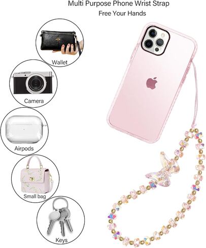 Beaded Phone Charm Strap Universal Phone Wrist Strap Beaded Cell Phone Lanyard Chain String Handmade Phone Case Accessories for Women Girls, Red in Saudi Arabia