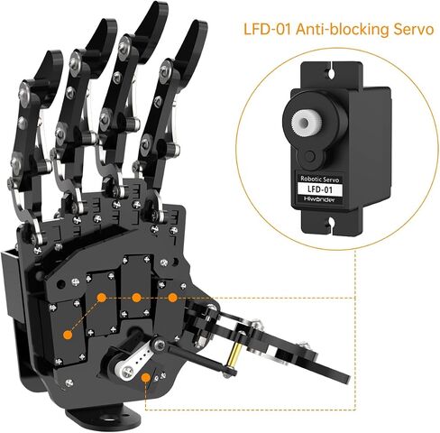 HIWONDER Robot Hand Five Fingers Support Secondary Development Solely Movement Bionic Robot Mechanical Arm Hand DIY Robot（Right Hand） in Kuwait