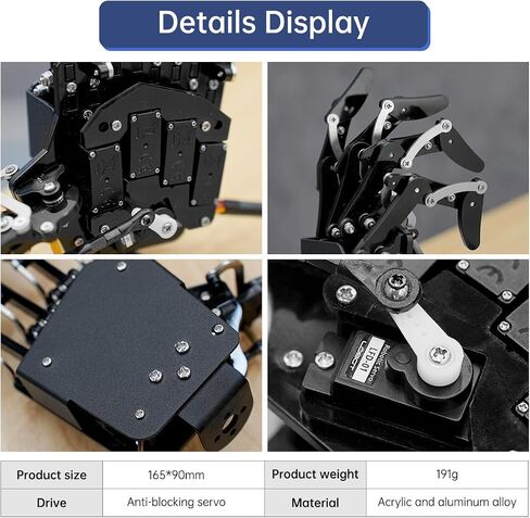 HIWONDER Robot Hand Five Fingers Support Secondary Development Solely Movement Bionic Robot Mechanical Arm Hand DIY Robot（Right Hand） in Kuwait