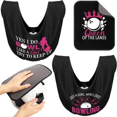 3 Pcs Bowling Ball Polisher Gifts Microfiber Bowling Seesaw Bag with 10'' x 8'' Bowling Towel Shammy Pad Bowling Accessories for Bowlers Women Bowling Lovers in Kuwait