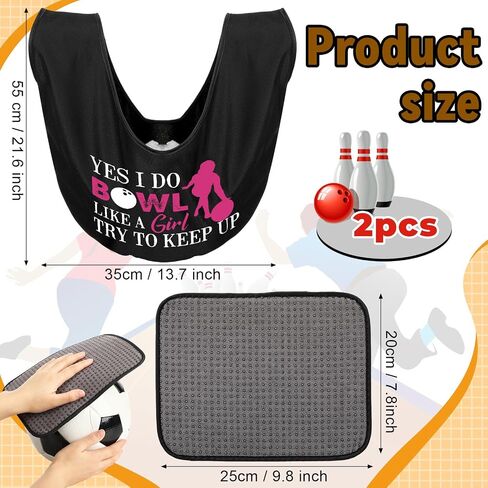 3 Pcs Bowling Ball Polisher Gifts Microfiber Bowling Seesaw Bag with 10'' x 8'' Bowling Towel Shammy Pad Bowling Accessories for Bowlers Women Bowling Lovers in Kuwait