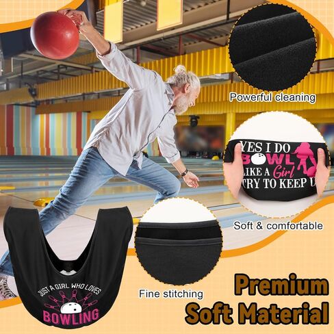3 Pcs Bowling Ball Polisher Gifts Microfiber Bowling Seesaw Bag with 10'' x 8'' Bowling Towel Shammy Pad Bowling Accessories for Bowlers Women Bowling Lovers in Kuwait