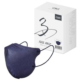 CSD 30 Pcs Navy Blue 3D Disposable Face Masks, 3 Ply Adult Teens Mask with Elastic Ear Loop, Nose Bridge Clip, Breathable Comfortable Mask Great for Indoor, Outdoors Use (Dark Denim)