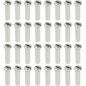 ECSiNG 100Pcs Bicycle Spoke Nipples Fit for 14G / 2mm Dia Spoke Mountain Road Bike Silver Steel Cycling Replacement Accessories