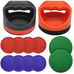 Air Hockey Pushers Air Hockey Pucks Air Hockey Paddles,Goal Handles Paddles Replacement Accessories for Game Tables Include 2 Pushers, 4 Red Pucks and 4 Blue Pucks