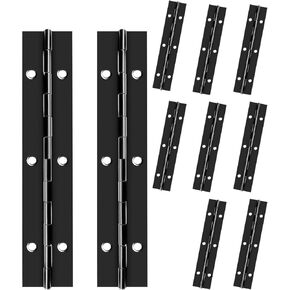 10 PCS 6Inch Hinges Small Coutinuous & Piano Hinge Black Hinges with Hole 1.2" Open Width X 0.04" Thickness X 6'' Heavy Duty Piano Hinges for French Window Stocker Box Cabinet Cabin Door Chest Hinges