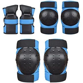 Knee Pads Elbow Pads Wrist Guards Set for Kids 3-15 Years,Protective Gear Set for Roller Skating , Cycling, Bike, Skateboard, Scooter Riding Sports Blue