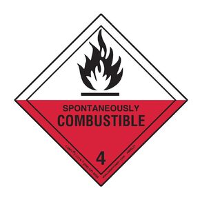 Labelmaster HMSL210 Spontaneously Combustible Worded Label, PVCFF, Hazmat, 4" x 4" (Pack of 500)