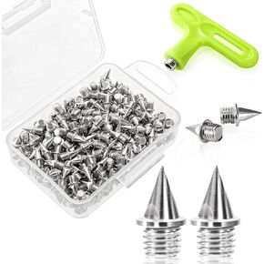 240 Pieces 1/4 Track Spikes, Stainless Steel Cross Country Spikes, Pyramid Replacement Shoes Spike with Spike Wrench for Sprint Sports Short Running, Climbing, Golf Shoes
