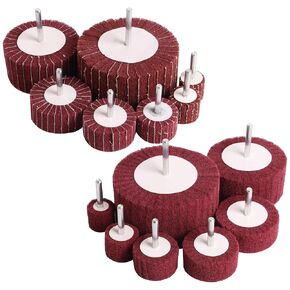 14 Pcs Buffing Flap Wheels 1/4" Shanks 7 Size Flap Disk Fit All Drills 80 Grits Rust Removal Polishing