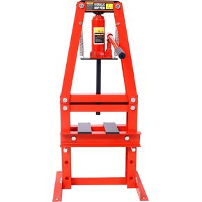 Hydraulic Shop Press, 6-Ton Capacity Floor Mount with Press Plates, A-Frame Garage Floor Press with Adjustable Working Table Height, Floor Stand Jack for Gears and Bearings