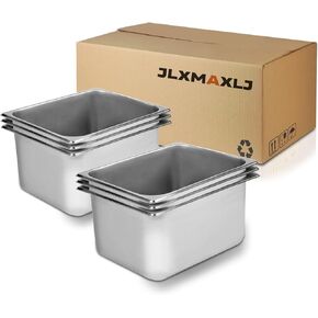 6 Pcs 1/2 Size Hotel Pan, 4 Inch Deep Stainless Steel Steam Table Pan Commercial Catering Food Pan for Commercial Kitchen Supplies