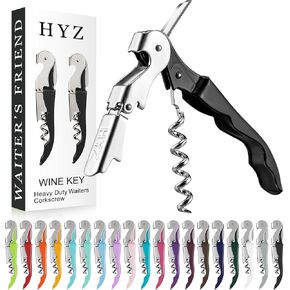 HYZ 2-Pack Wine Opener Waiter Corkscrew, Professional Wine Key for Servers, Bartender with Foil Cutter, Manual Wine Bottle Opener Double Hinged (Pink)