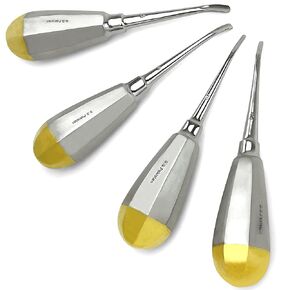 Curved Luxating Elevators Set, Dental Oral Instruments 2-5 mm - 4 Pcs