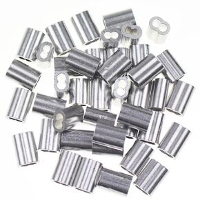 1/8 Inch Aluminum Crimping Loop Sleeve for Wire Rope and Cable, 50 Pieces