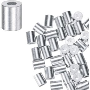25-Pack Aluminum Crimping Loop Sleeves, 1.2mm 3/64" Round Barrel Wire Rope Sleeves Cable Ferrule for Wire Rope/Cables Crimping Loop Sleeve
