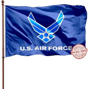Double Sided 4x6 US Air Force Wings Flag- Heavy Duty 3Ply 240D Polyester Vivid Colors- US Airforce Flag-4 Rows Stitched and Canvas Header with 2 Brass Grommets