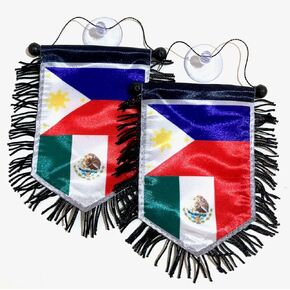 Philippines Mexico Flag Banner - Car Home Wall Door Window Accessories - Sticks to Glass