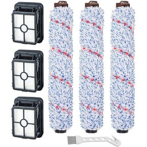 Lemige Brush & Filter Replacement Parts for Bissell CrossWave Vacuum 3888A 1785 Pet Pro 2306A Cordless Wet Dry Vac, 3 Pack 1868 Multi-Surface Brush Roll 3 Pack 1866 Vacuum Filter, Part 1608683 1608684