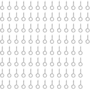 100Pcs Screw Eye Pins, 8 x 4mm Small Eyelets Screws Stainless Steel Screw Hooks Ring Eye Screws, Silver Eye Hooks for Decoration Display & Hanging (8 x 4 x 1mm, 100Pcs)