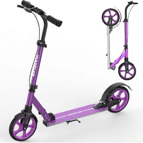 Kick Scooter for Ages 6+,Kid, Teens & Adults. Max Load 240 LBS. Foldable, Lightweight, 8IN Big Wheels for Kids, Teen and Adults, 4 Adjustable Levels. Bearing ABEC9