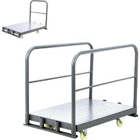 2in1 Steel Panel Truck Cart - 2000lbs Capacity, Heavy Duty Platform Truck, Non-Slip Surface, Moving Platform Hand Truck with 5" Swivel Casters, Utility Push Cart for Grocery/Laundry/Stall/Storage